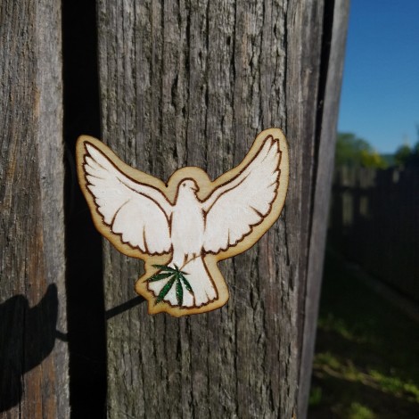 Wooden brooch - Dove of peace